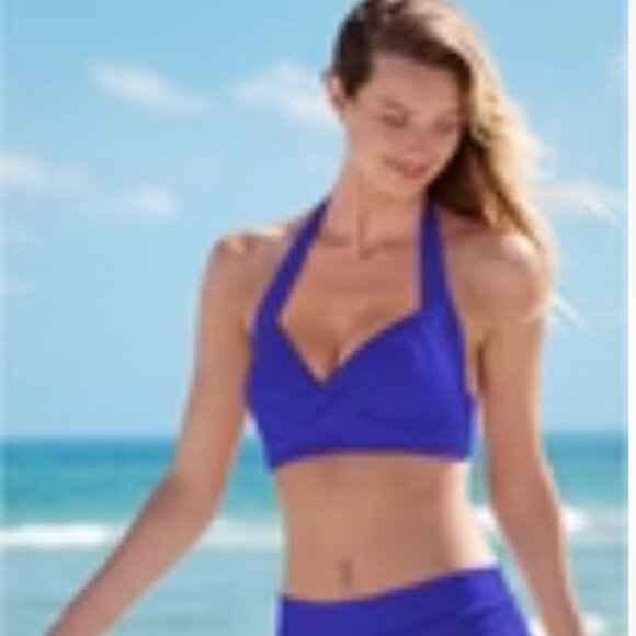 NEW! $50 VENUS Lovely Lift Halter Push Up Bikini Top Cobalt Blue 32DD 34D 36C - Picture 2 of 5